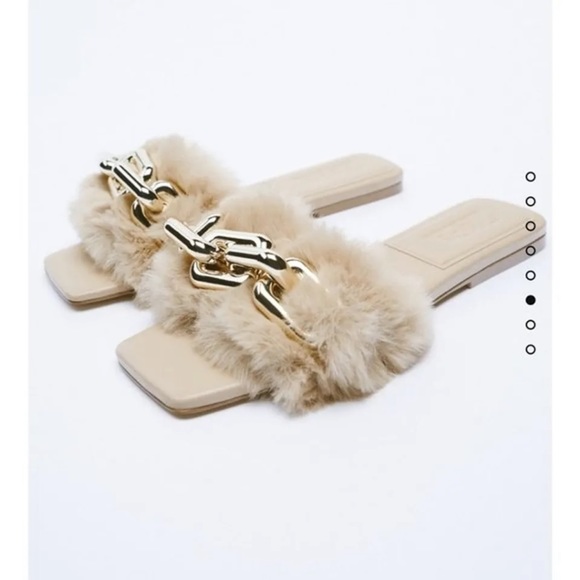 faux fur sandals zara